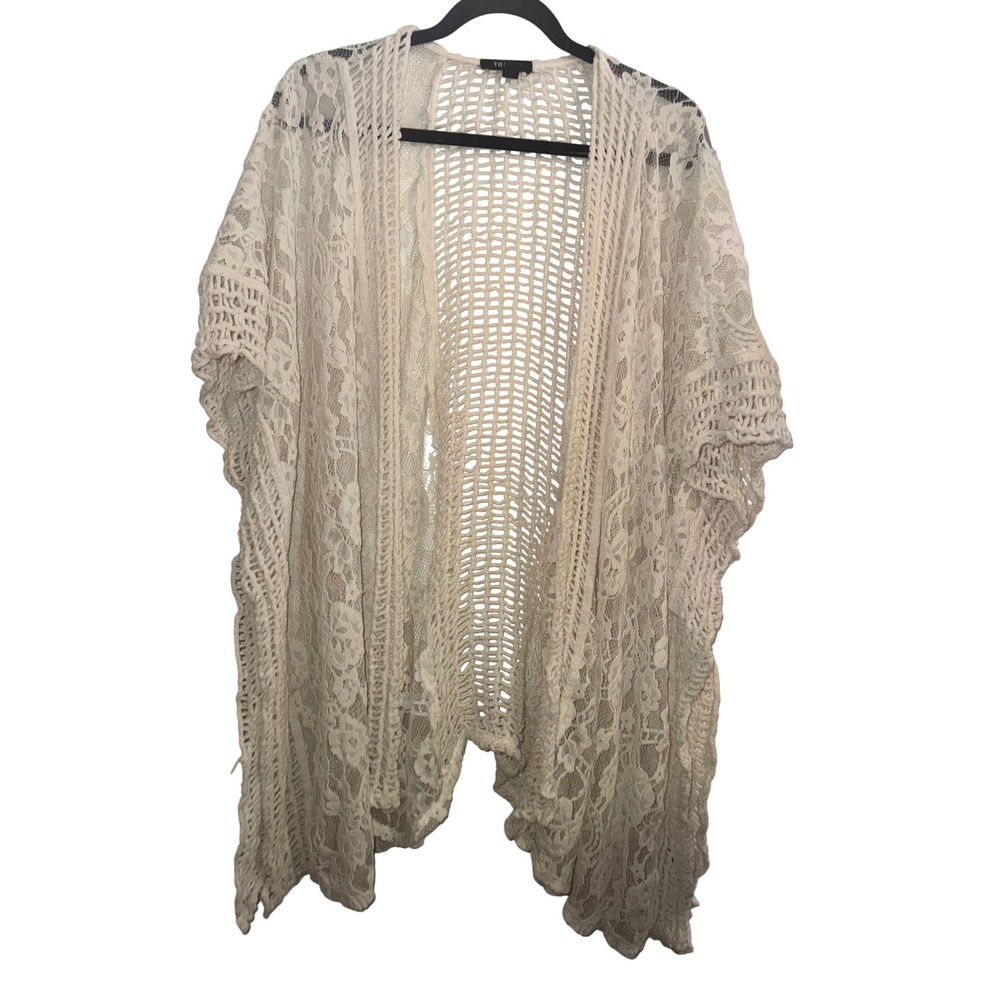 Torrid Ivory Floral Lace Open Front Kimono Cardigan Plus Size 1/2 Boho Layer